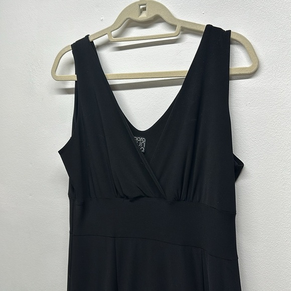 Clara Sun Woo Maxi Long Dress V-Neck Sleeveless Jersey Stretch Knit Black Large - Picture 4 of 12